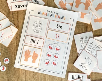 Number Printable, Preschool Math, Counting Activity, PreK, Kindergarten Learning, Montessori Math, Learning Numbers, Homeschool Activity