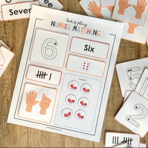 Number Printable, Preschool Math, Counting Activity, PreK, Kindergarten Learning, Montessori Math, Learning Numbers, Homeschool Activity