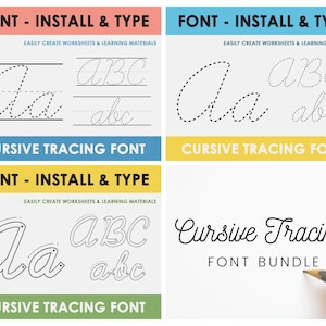 Cursive Writing, Font Bundle, Cursive Fonts, Teacher Font, School Font, Cursive Tracing Fonts, Cursive Handwriting, Tracing Worksheet Font