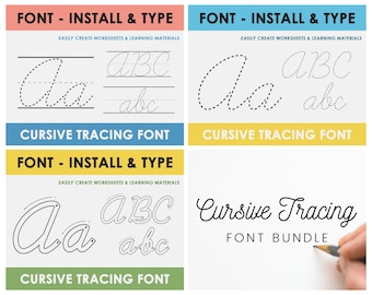 Cursive Writing, Font Bundle, Cursive Fonts, Teacher Font, School Font, Cursive Tracing Fonts, Cursive Handwriting, Tracing Worksheet Font