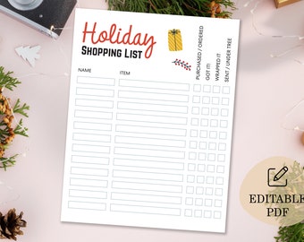 Printable Christmas Gift List, Christmas Gift Tracker, Editable Christmas Planner, Christmas Shopping List, Christmas Gift Ideas