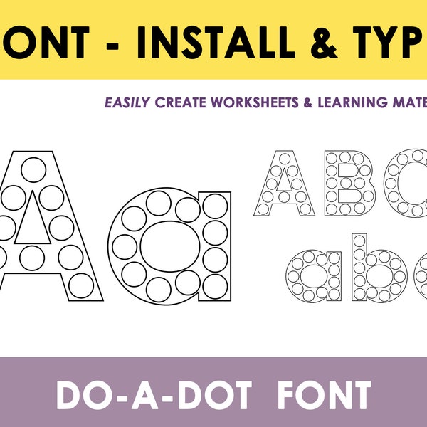 Do a Dot Font, Learning ABC, Alphabet Toddler Activity, Teacher Font, Writing Font, Learn to Write, School Font, Writing Practice Worksheets