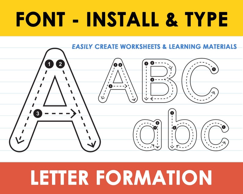 School Font Writing Practice Tracing Font Preschool | Etsy