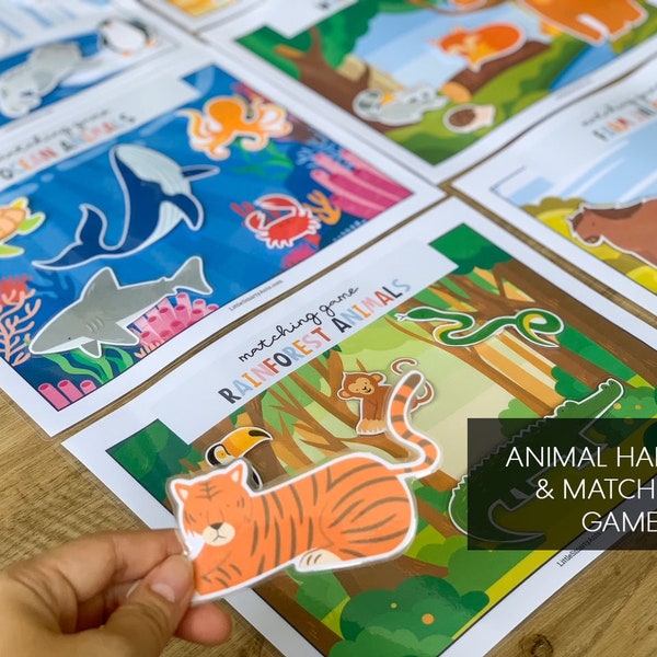 Animal Matching, Learning Animals, Printable Animal Activity, Animal Habitats, Preschool Printable, Toddler Printable Activity, Montessori