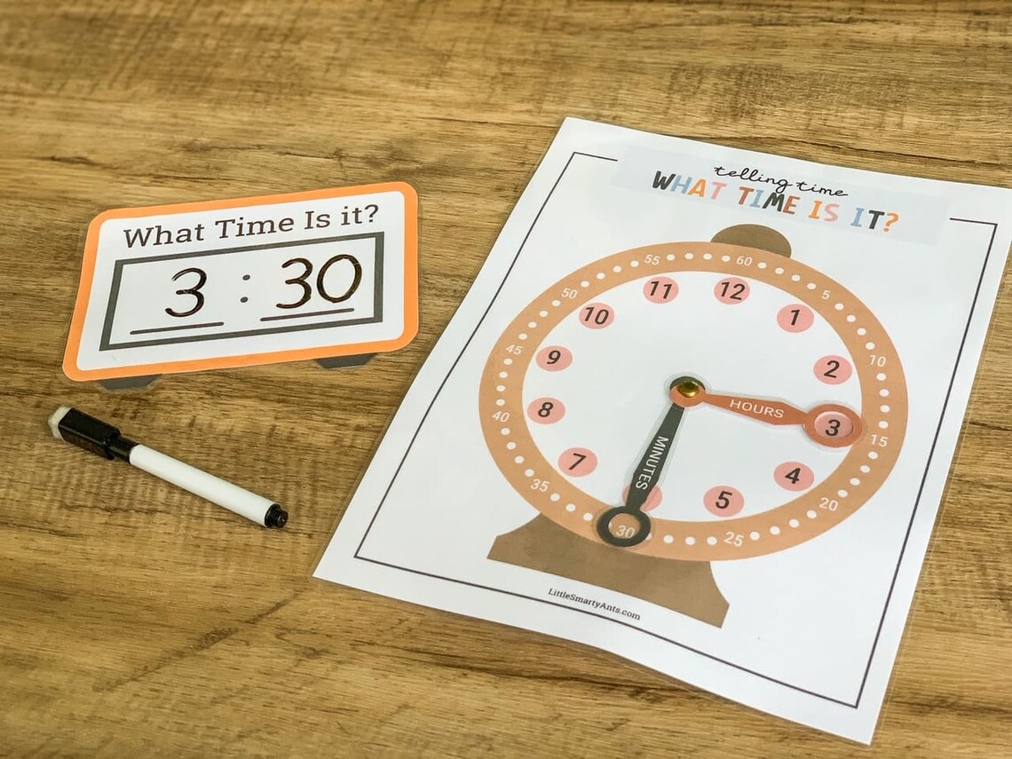 Learning Time Printable Clock What Time is It Telling Time - Etsy