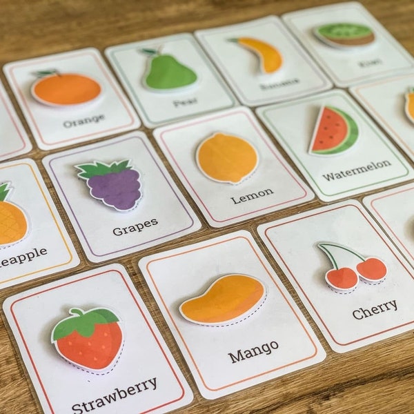 Fruits Cards, Printable Flash Cards, Fruits Printable, Learning Fruits, Kids Flash Card, Montessori Flash Card, Preschool Flash Card