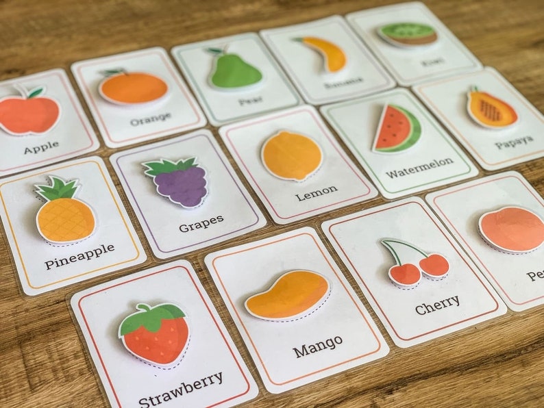 Fruits Cards, Printable Flash Cards, Fruits Printable, Learning Fruits, Kids Flash Card, Montessori Flash Card, Preschool Flash Card image 1