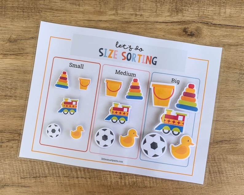 Size Sorting Printable Sort by Size Toddler Activity | Etsy