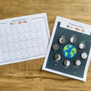 Moon Phases Printable, Kids Moon Phase, Learning Moon Phases, Outer Space Printable, Moon Journal, Montessori Activity, Preschool Science image 3