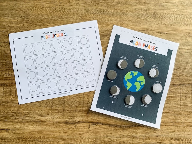 Moon Phases Printable, Kids Moon Phase, Learning Moon Phases, Outer Space Printable, Moon Journal, Montessori Activity, Preschool Science image 3