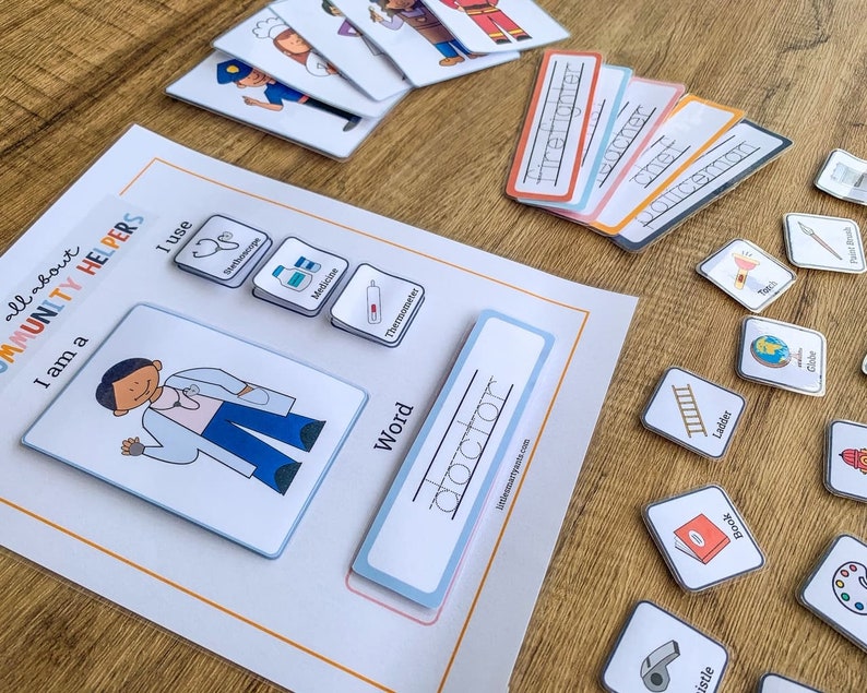community helpers occupation printable matching game etsy
