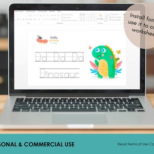 Tracing Font, School Font, Preschool Worksheet, Learn to Write, Writing