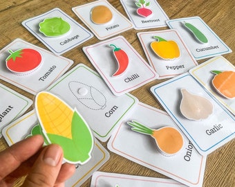 Vegetable Cards, Vegetable Matching, Printable Flash Cards, Kids Flash Card, Learning Vegetables, Homeschool Printable, Montessori Vegetable