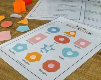Vormen afdrukbaar, vormen leren, vormmatching, afdrukbaar thuisschool, voorschools werkblad, afdrukbaar Montessori, druk boek afdrukbaar, kind