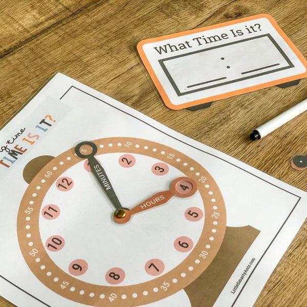 Tempo di apprendimento, orologio stampabile, che ore sono, raccontare l'ora, prescolare stampabile, attività del bambino stampabile, tempo Montessori, libro occupato