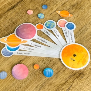 Planets Printable, Solar System Printable, Match the Planets, Planets Activity, Learning Solar System, Homeschool Preschool, Montessori Tool image 3