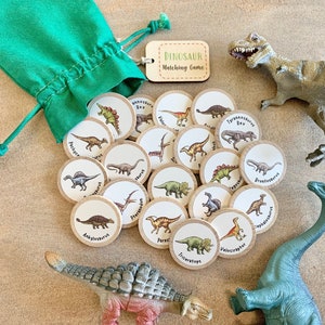 Dinosaur Wooden Matching Memory Game | Kids Stocking Stuffer | Busy Bag | Travel Toy | Kids Gift | Homeschool Preschool Kindergarten