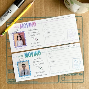 Personalized Kids Stay in Touch Contact Cards | We're Moving | Pen Pals