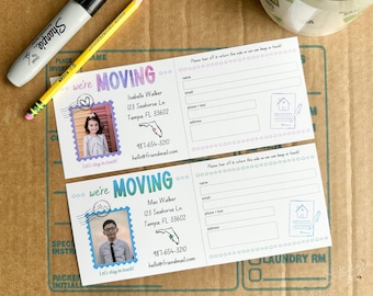 Personalized Kids Stay in Touch Contact Cards | We're Moving | Pen Pals