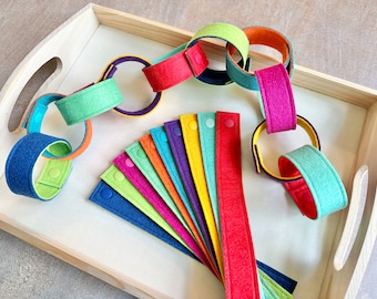 Snap Link Felt Chain | Reversible & Reusable Countdown | Fine Motor Skills, Quiet Time, Travel Fidget Toy Game, Busy Bag, Gift for Kids, OT