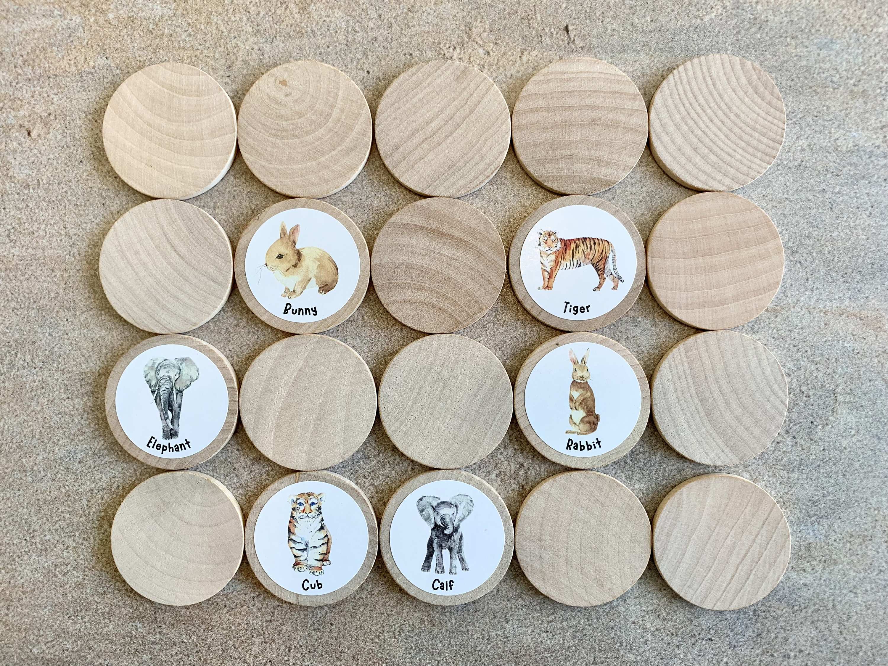 Mother & Baby Animal Wooden Matching Memory Game | Kids Stocking ...