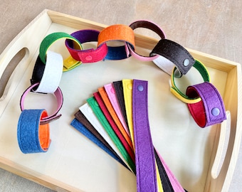 Snap Link Felt Chain | Reversible & Reusable Countdown | Fine Motor Skills, Quiet Time, Travel Fidget Toy Game, Busy Bag, Gift for Kids, OT