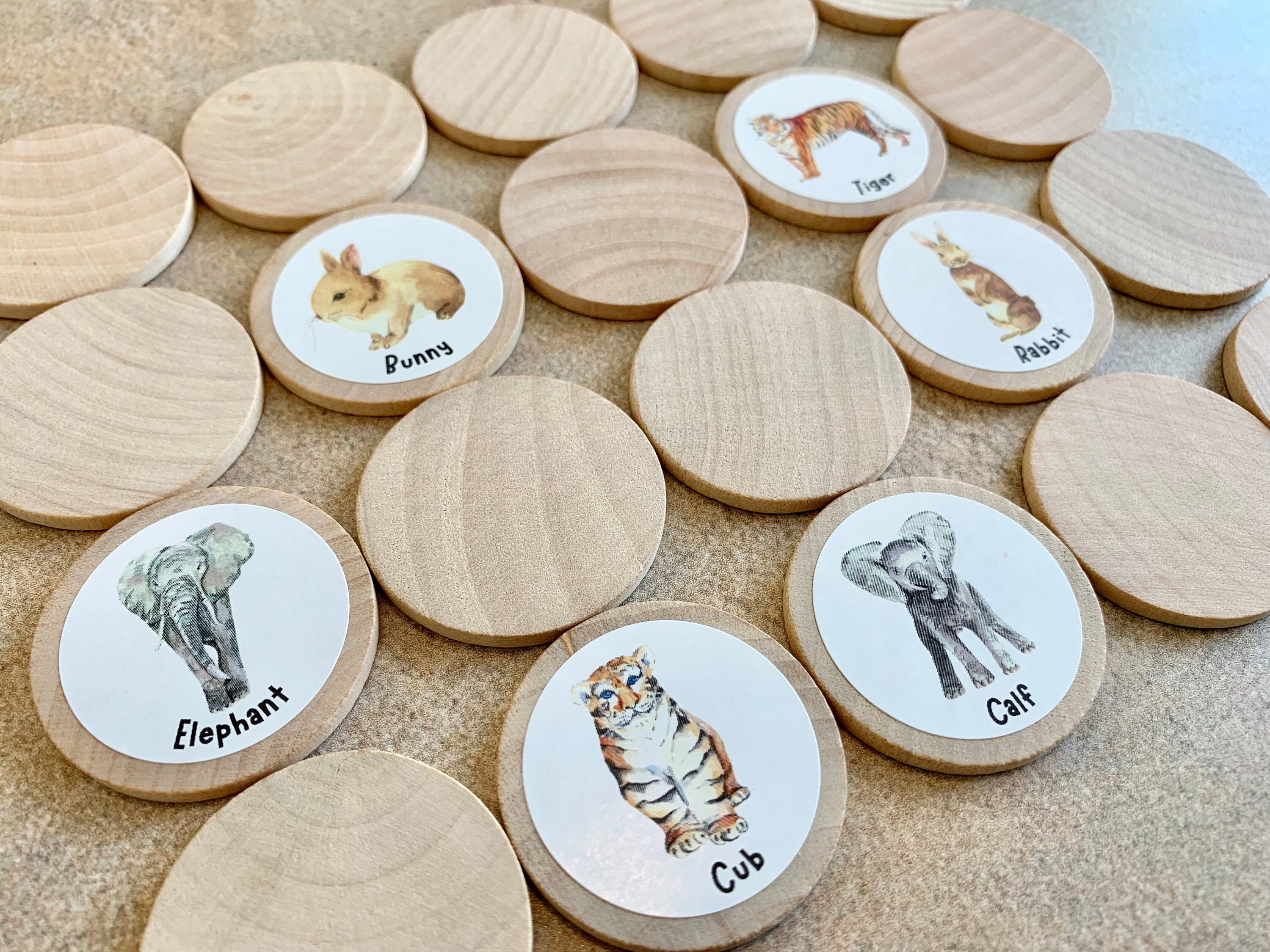 Mother & Baby Animal Wooden Matching Memory Game | Kids Stocking ...