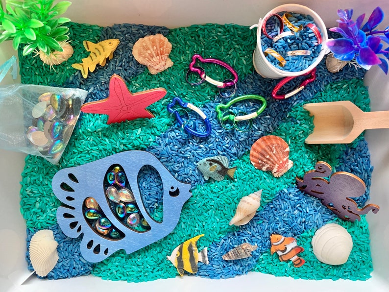 Rainbow Fish Sensory Bin Set Ocean/Sea Imaginary Play Etsy
