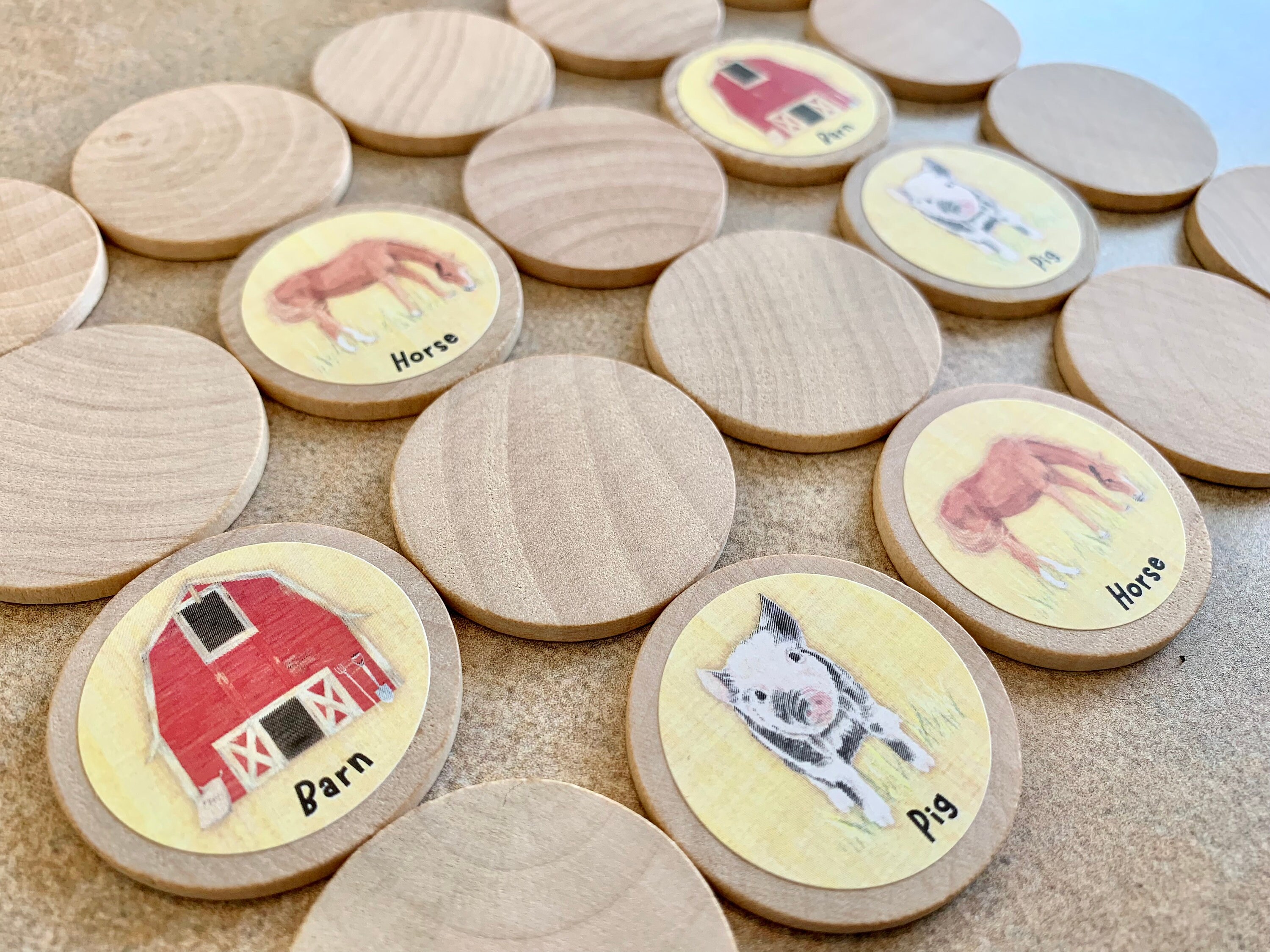 Farm Wooden Matching Memory Game | Kids Stocking Stuffer | Busy Bag ...