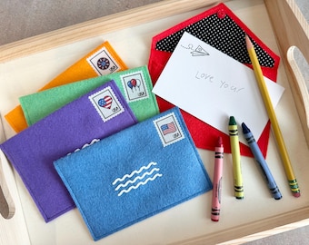 Pretend Letter Writing Set | Felt Envelopes and Notecards | Fine Motor Skills | Imaginary Mail Play | Gift for Girls, Boys | Quiet Time Toy