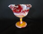 Red Slag Glass Footed Compote - Vintage Imperial Glass Company