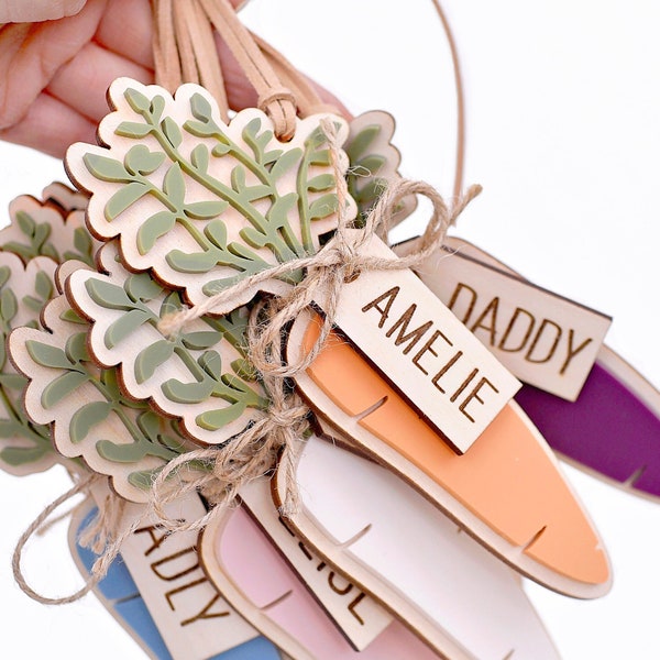 Personalized Carrot Easter Basket Tags | Spring Gift  Label | Custom Name Tags | Bunny Tags | Carrots Tag