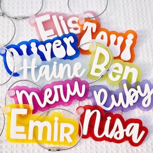 Personalized Kids Bag Tags | Children Name Keychain | School Backpack Accessory | Key Ring | Translucent Acrylic