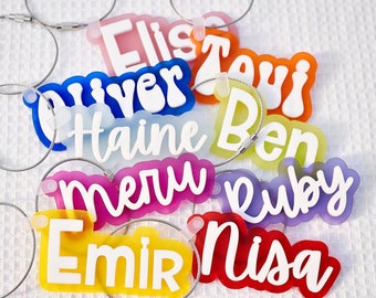 Personalized Kids Bag Tags | Children Name Keychain | School Backpack Accessory | Key Ring | Translucent Acrylic