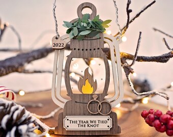Wedding Ornament: Personalized Lantern, Tied Knot Keepsake