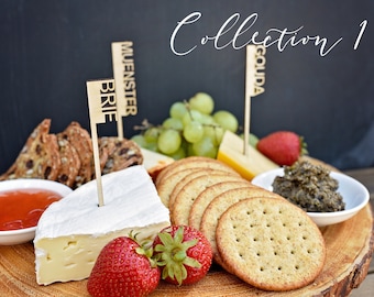Cheese Markers: Wood & Acrylic Cheese Label Sticks - Set of 12