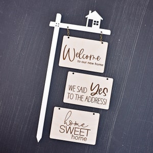 Housewarming Cake Topper New Home Party Stake Welcome Realtor Celebration Sign Toppers image 3