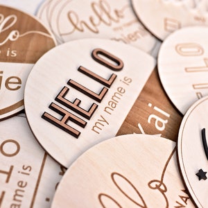 Bonjour… je m'appelle faire-part de naissance carte ronde | Accessoire photo cercle nouveau-né | Souvenir pour bébé