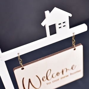 Housewarming Cake Topper New Home Party Stake Welcome Realtor Celebration Sign Toppers image 4