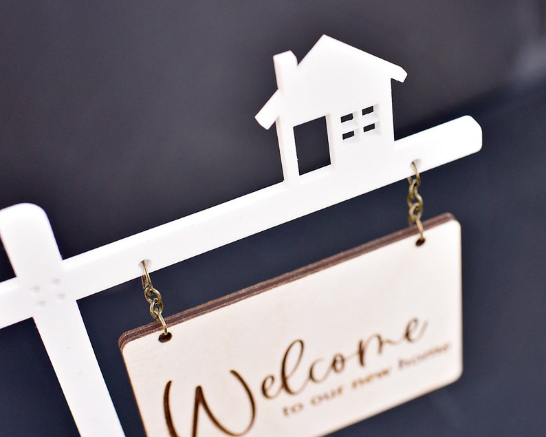 Housewarming Cake Topper New Home Party Stake Welcome Realtor Celebration Sign Toppers image 4