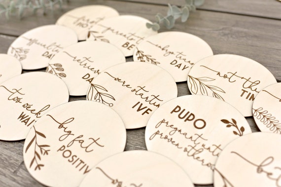 18 IVF Fertility Treatment Wood Milestones | Pregnancy Journey Cards | Infertility | IVF Photo Props