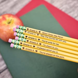Crayons Ticonderoga personnalisés gravés (12) | Prénom personnalisé | Papeterie scolaire pour enfants