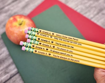 Engraved Personalized Ticonderoga Pencils (12) | Personalized Name | Children Kids School Stationery
