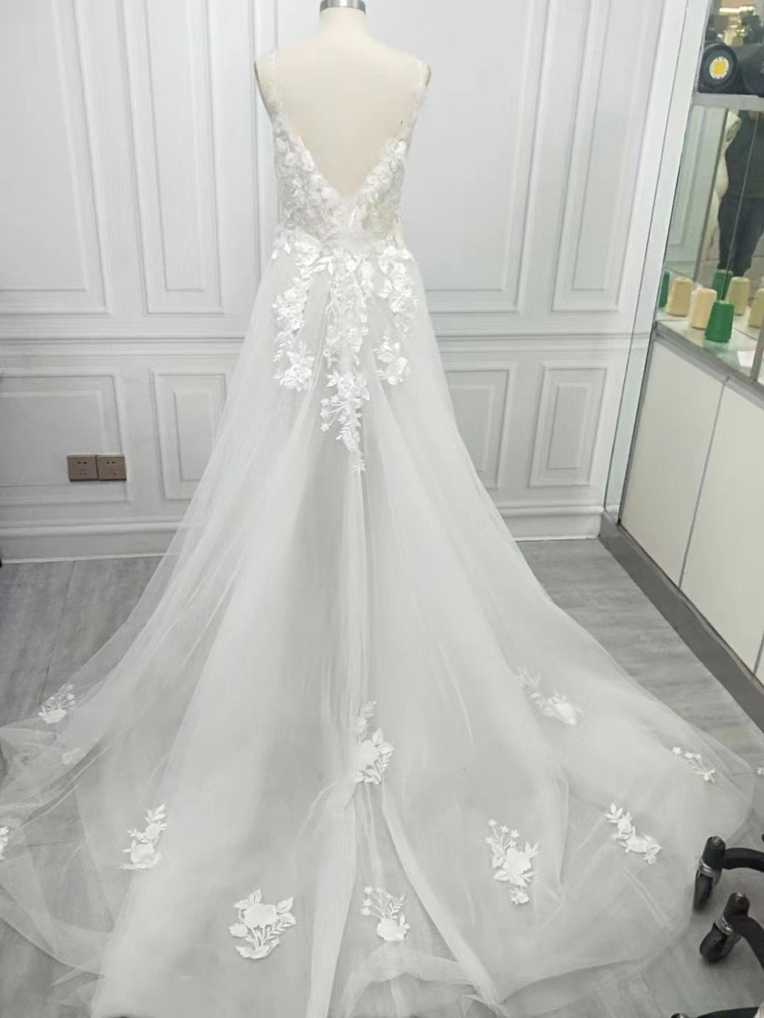 Fairy A Line Light Ivory Off The Shoulder Tulle Applique Long Bridesmaid Dress main image 0
