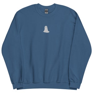 Simple Ghost Embroidered Crew Neck Sweatshirt