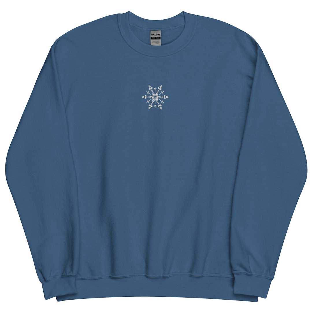 Snowflake Clothes Snowflake Embroidered Crew Neck Sweatshirt - Etsy