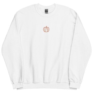 Orange Pumpkin Embroidered Crew Neck Sweatshirt