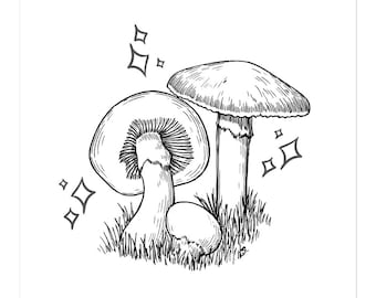 Mushroom Sketch Kiss Cut Sticker