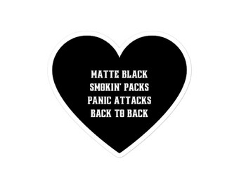 Matte Black Heart Kiss Cut Sticker