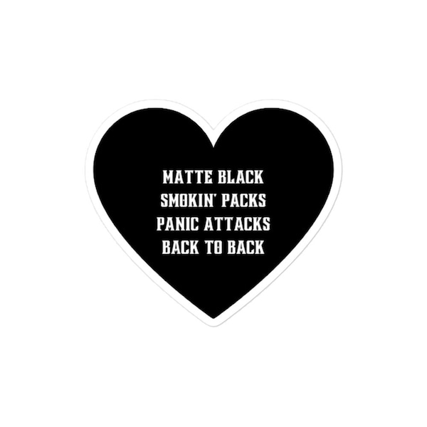 Matte Black Heart Kiss Cut Sticker